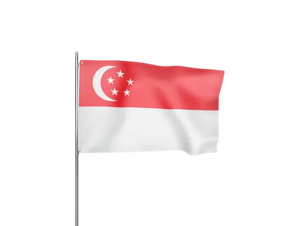 Singapur Flagge Schwenkt Weißen Hintergrund Isoliert Illustration — Stockfoto