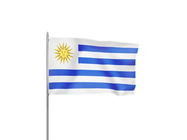 Uruguay Flag Waving White Background Isolated Illustration — Stock Photo, Image