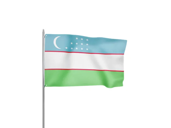 Uzbekistan Flagga Viftande Vit Bakgrund Isolerad Illustration — Stockfoto