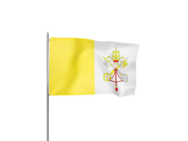 Flaga Watykanu Macha Białym Tłem Odizolowana Ilustracja — Zdjęcie stockowe