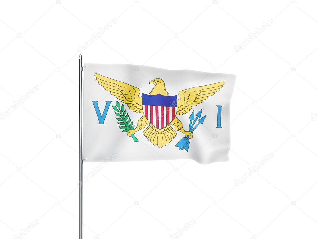Virgin Islands US flag waving white background isolated 3D illustration