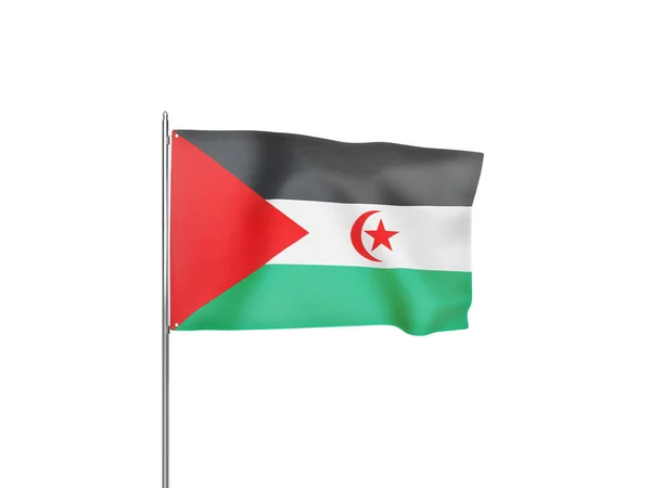 Bandera Del Sahara Occidental Ondeando Fondo Blanco Ilustración Aislada —  Fotos de Stock