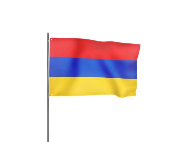 Beyaz arkaplan sallayan Ermenistan bayrağı izole edilmiş üç boyutlu illüstrasyon