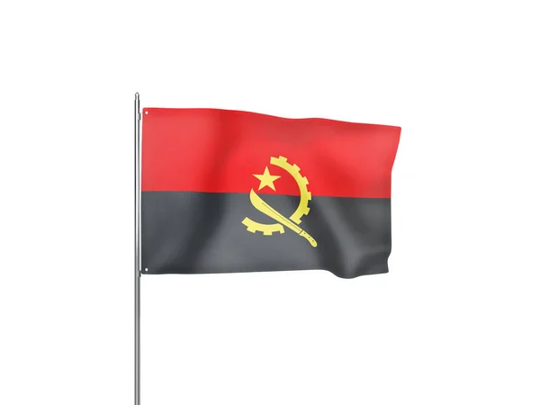 Angola Flagga Viftande Vit Bakgrund Isolerad Illustration — Stockfoto