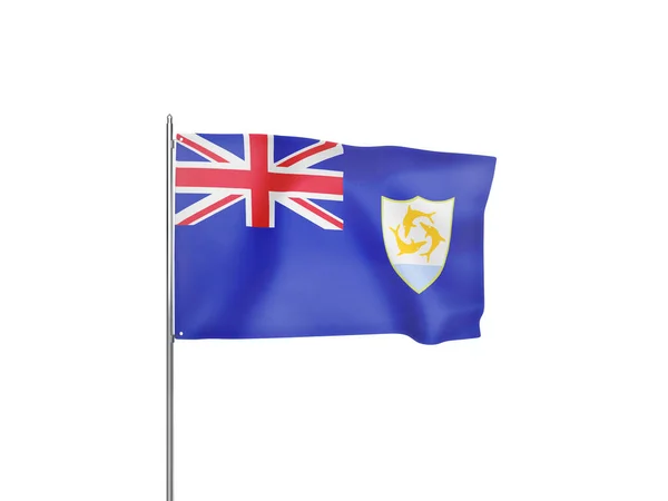 Anguilla Flagga Viftande Vit Bakgrund Isolerad Illustration — Stockfoto