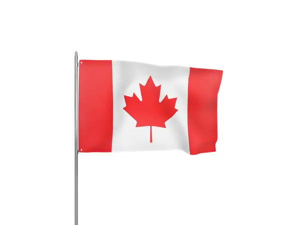 Canada Flag Vinker Hvid Baggrund Isoleret Illustration - Stock-foto