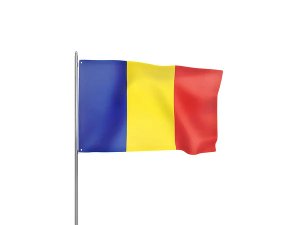 Tsjaad Vlag Zwaaien Witte Achtergrond Geïsoleerde Illustratie — Stockfoto