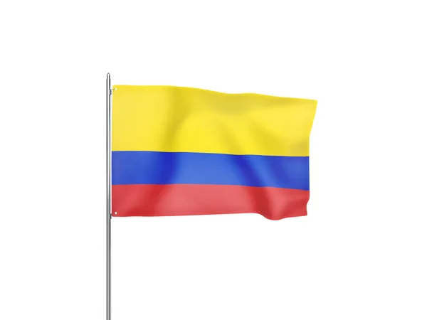 Флаг Колумбии Размахивающий Белым Фоном — стоковое фото