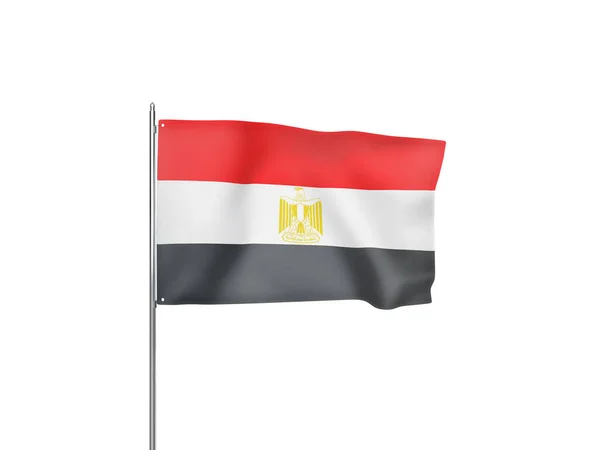 Egypte Vlag Zwaaien Witte Achtergrond Geïsoleerde Illustratie — Stockfoto