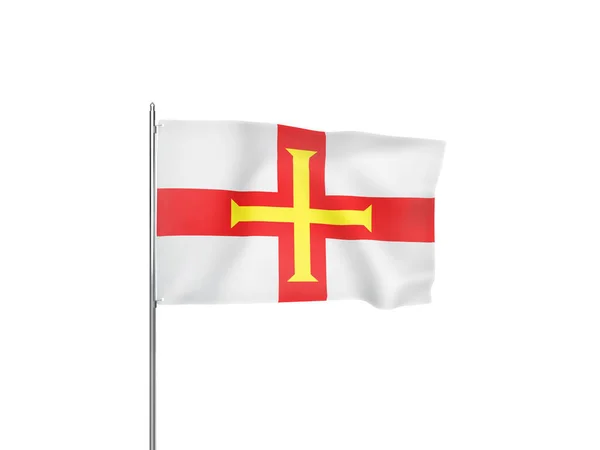 Σημαία Guernsey Κυματίζει Λευκό Φόντο Απομονωμένη Εικόνα — Φωτογραφία Αρχείου