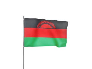 Beyaz arkaplan dalgalanan Malavi bayrağı izole edilmiş üç boyutlu illüstrasyon