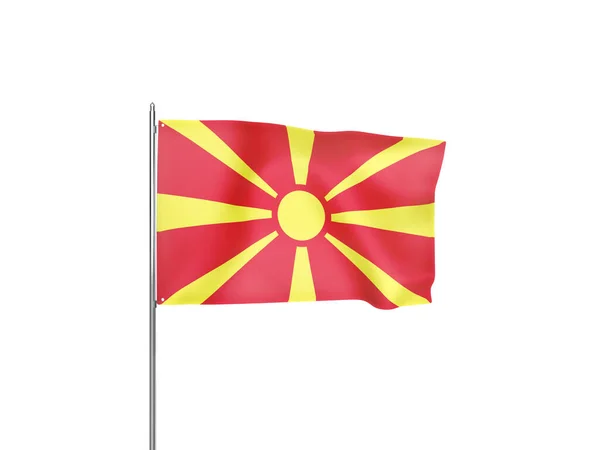 马其顿国旗挥动白色背景隔离3D插图 — 图库照片
