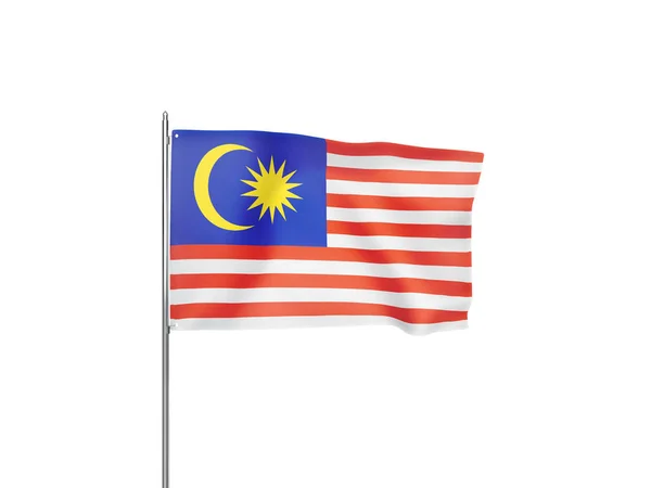 Malaysia Flag Waving White Background Isolated Illustration — Stock Photo, Image