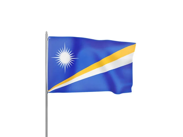 Σημαία Νήσων Μάρσαλ Κυματίζει Λευκό Φόντο Απομονωμένη Τρισδιάστατη Απεικόνιση — Φωτογραφία Αρχείου
