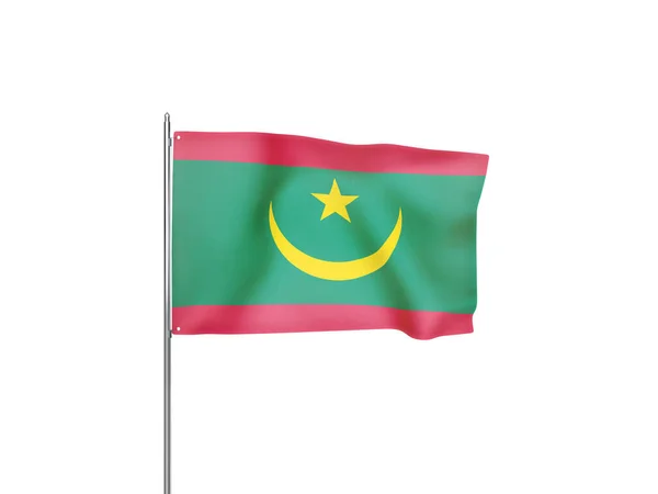 Bandera Mauritania Ondeando Fondo Blanco Aislado Ilustración — Foto de Stock