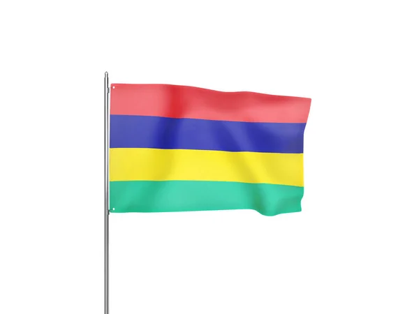 毛里求斯国旗挥动白色背景隔离3D插图 — 图库照片