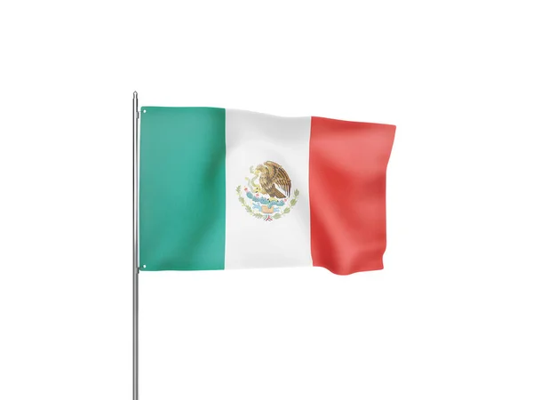 Mexikó Zászló Hullámzó Fehér Háttér Elszigetelt Illusztráció — Stock Fotó