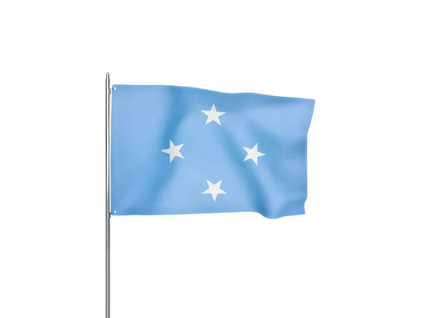 Прапор Мікронезії Розмахуючи Білим Фоном Ізольований Ілюстрація — стокове фото