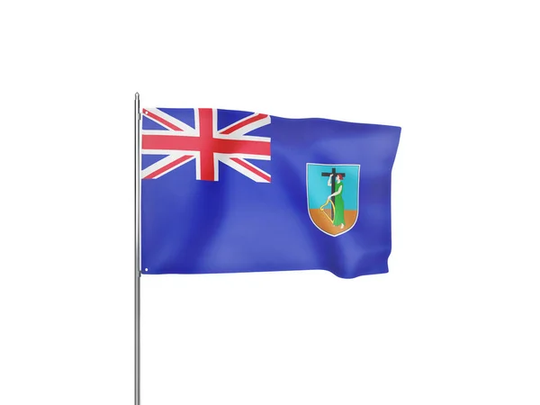 Montserrat Vlag Zwaaien Witte Achtergrond Geïsoleerde Illustratie — Stockfoto