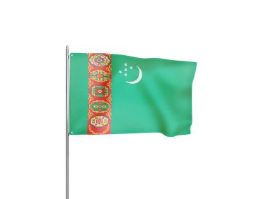 Türkmenistan bayrağı beyaz arka planda izole edilmiş üç boyutlu illüstrasyon