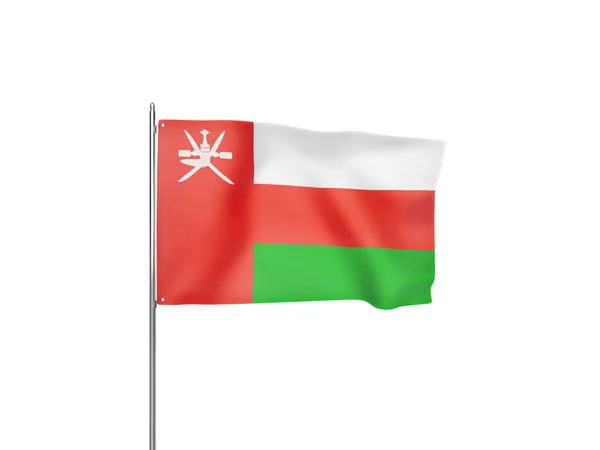 Oman Vlag Zwaaien Witte Achtergrond Geïsoleerde Illustratie — Stockfoto