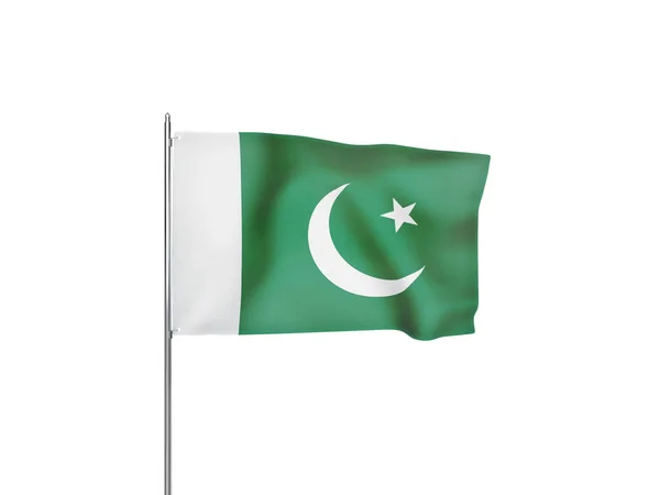 Bandera Pakistán Ondeando Fondo Blanco Ilustración Aislada — Foto de Stock