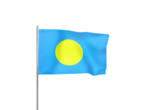 Palau Flagga Viftande Vit Bakgrund Isolerad Illustration — Stockfoto