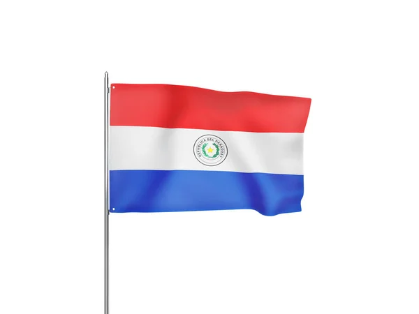 Bandeira Paraguai Acenando Fundo Branco Isolado Ilustração — Fotografia de Stock