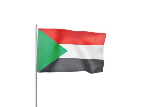 Sudan Flagge Schwenkt Weißen Hintergrund Isolierte Illustration — Stockfoto