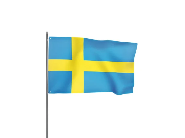 Sverige Flagga Viftande Vit Bakgrund Isolerad Illustration — Stockfoto