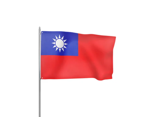 Taiwan Flagga Viftande Vit Bakgrund Isolerad Illustration — Stockfoto