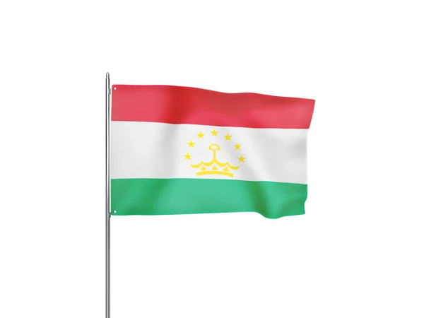Tádžikistán Vlajka Mávání Bílým Pozadím Izolované Ilustrace — Stock fotografie