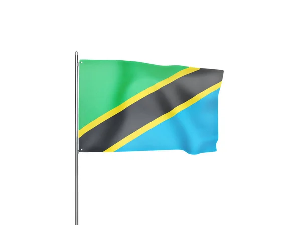 Tansania Flagge Schwenkt Weißen Hintergrund Isoliert Illustration — Stockfoto