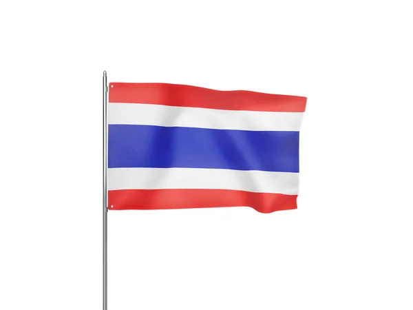 Drapeau Thaïlande Agitant Fond Blanc Isolé Illustration — Photo