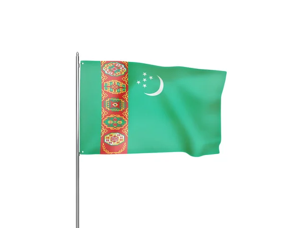 Bandera Turkmenistán Ondeando Fondo Blanco Ilustración Aislada — Foto de Stock