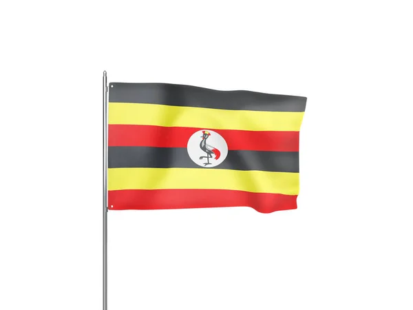 Uganda Vlag Zwaaien Witte Achtergrond Geïsoleerde Illustratie — Stockfoto