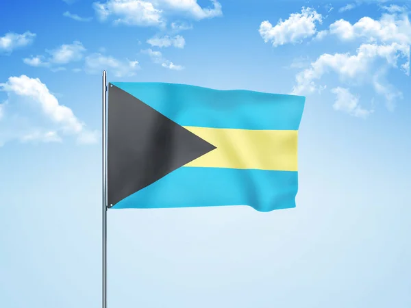 Bandeira Das Bahamas Acenando Céu Nublado Ilustração — Fotografia de Stock