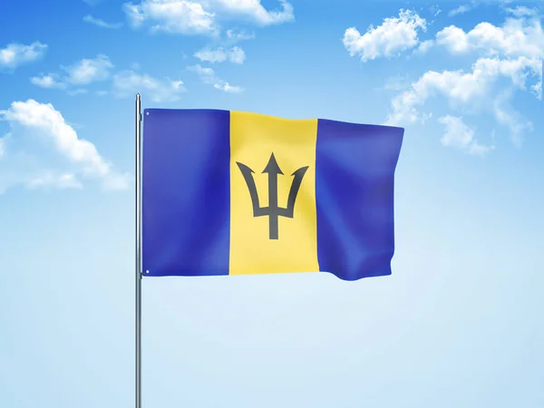 Barbados Flag Waving Cloudy Sky Illustration — Stock Photo, Image