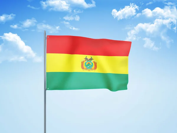 Bandera Bolivia Ondeando Cielo Nublado Ilustración — Foto de Stock