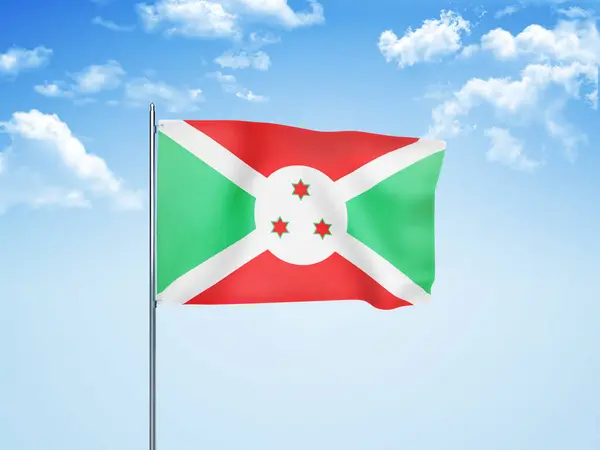 Drapeau Burundi Agitant Dans Ciel Nuageux Illustration — Photo
