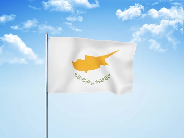Cypr Flaga Macha Chmurne Niebo Ilustracji — Zdjęcie stockowe