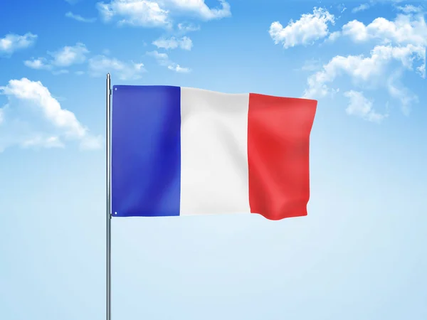 Francia Bandiera Sventola Nel Cielo Nuvoloso Illustrazione — Foto Stock