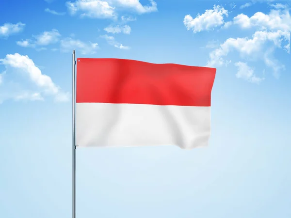 Bandera Indonesia Ondeando Cielo Nublado Ilustración — Foto de Stock