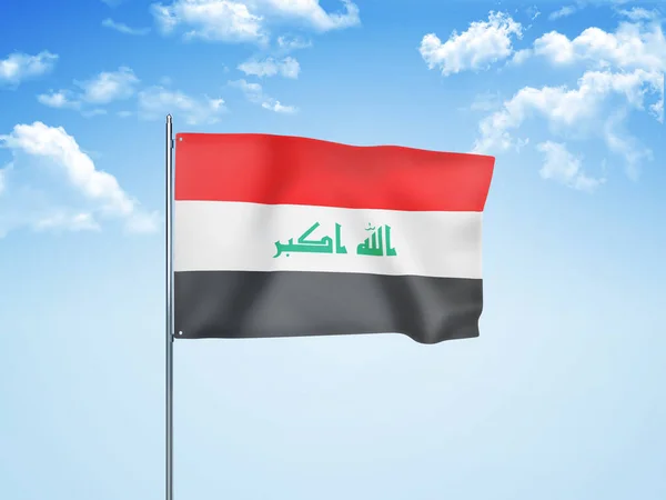 Irak Flagga Viftar Molnigt Himmel Illustration — Stockfoto