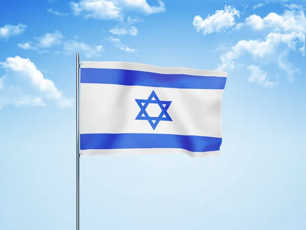 Israel Flag Waving Cloudy Sky Illustration — Stock Photo, Image