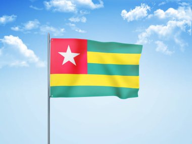 Togo bayrağı bulutlu gökyüzünde dalgalanıyor 3 boyutlu illüstrasyon