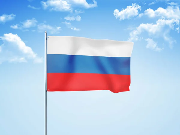 曇り空に揺れるロシアの旗3Dイラスト — ストック写真