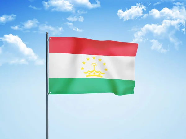 타지키스탄 국기흔들고 구름낀 일러스트 — 스톡 사진