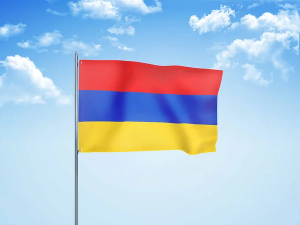 Armenien Flagge Weht Bewölkten Himmel Illustration — Stockfoto