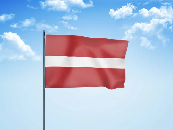 Latvia Flag Waving Cloudy Sky Illustration — Stock Photo, Image